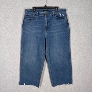 Uniqlo‎ Wide Leg Straight Cropped Jeans 36x25 High Rise Kaihara Frayed Raw Capri